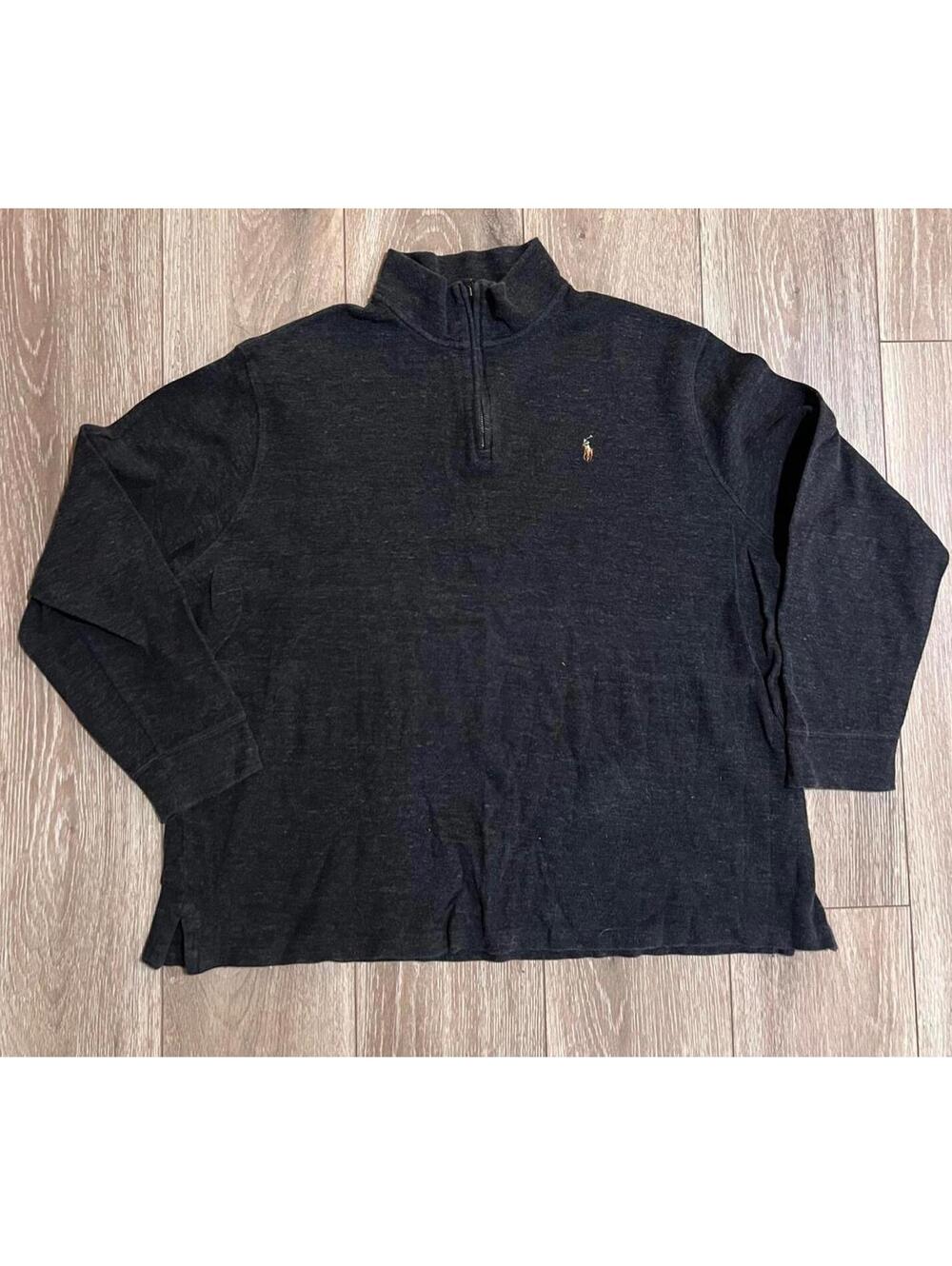 Polo Ralph Lauren Men's Quarter Zip Sweater, Dark Gray, XXL